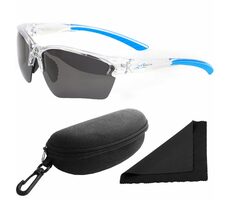 Polarized Brýle sluneční 251 - obroučky průhledné-modré / skla tmavá / polarizační skla / pouzdro a 