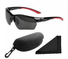 Polarized Brýle sluneční 251 - obroučky červené-černé - skla tmavá / polarizační skla / pouzdro a utěrka