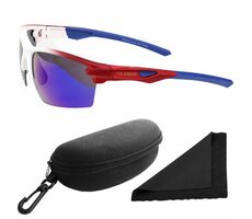 Polarized Brýle sluneční 255 - obroučky bílé - skla modrá zrcadlová / polarizační skla / pouzdro a utěrks
