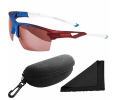 Polarized Brýle sluneční 255 - obroučky modré - skla červeno-zlatá zrcadlová / polarizační skla / pouzdro
