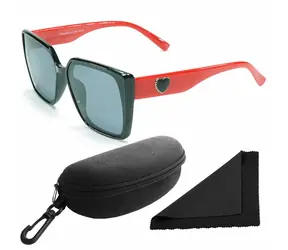 Polarized Brýle sluneční 268 - obroučky černé-červené - skla tmavá / polarizační skla / pouzdro a utěrka