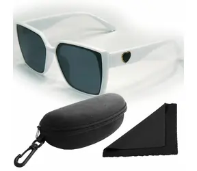 Polarized Brýle sluneční 268 - obroučky bílé - skla tmavá / polarizační skla / pouzdro a utěrka