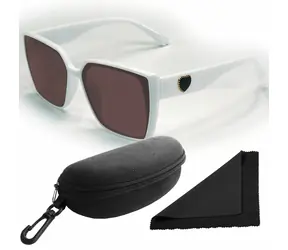 Polarized Brýle sluneční 268 - obroučky bílé - skla hnědá / polarizační skla / pouzdro a utěrka