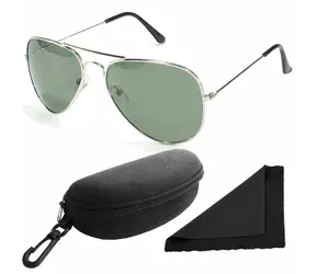Polarized Brýle sluneční 3025 - obroučky stříbrné / skla tmavá / polarizační skla / pouzdro a utěrka