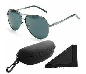 Polarized Brýle sluneční 290038 - obroučky stříbrné / skla tmavá / polarizační skla / pouzdro a utěr