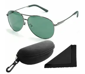 Polarized Brýle sluneční 8013 - obroučky stříbrné tmavé / skla tmavá / polarizační skla / pouzdro a 