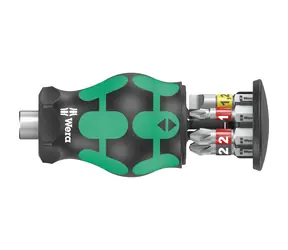 WERA Kraftform Kompakt Stubby Magazine 2 / Šroubovák s držákem bitů / 7 bitů