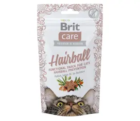 Brit Care Cat Snack Hairball 50 g / Funkční pamlsek bez obsahu obilovin jako prevence tvorby chlupových chomáčů