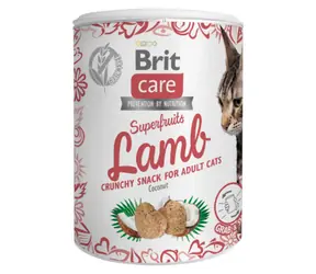 Brit Care Cat Snack Superfruits Lamb 100 g / Křupavý pamlsek s jehněčím a se "Superfruits"- s kokosem