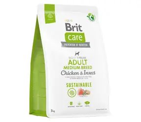 Brit Care Dog Sustainable Adult Medium Breed Chicken & Insect 3 kg / Kompletní krmivo pro psy / střední plemena(10-25kg)