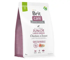 Brit Care Dog Sustainable Junior Large Breed Chicken & Insect 3 kg / Kompletní krmivo pro psy / 3 měsíce – 2 roky