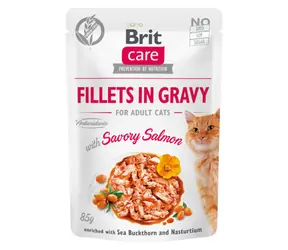 Brit Care Cat Fillets in Gravy with Savory Salmon 85 g / Kapsičky pro kočky