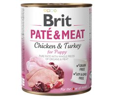 Brit Paté & Meat Puppy 800 g / Konzerva pro psy / 70% kuře a krůta / Čisté masové paté s kousky vnitřností a masa