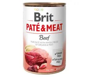 Brit Paté & Meat Beef 400 g / Konzerva pro psy / 70% hovězí a krůta / Čisté masové paté s kousky vnitřností a masa
