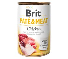 Brit Paté & Meat Chicken 400 g  / Konzerva pro psy / 70% kuře a hovězí / Čisté masové paté s kousky vnitřností a masa