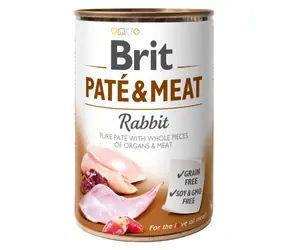 Brit Paté & Meat Rabbit 400 g  / Konzerva pro psy / 70% králík a kuře / Čisté masové paté s kousky vnitřností a masa