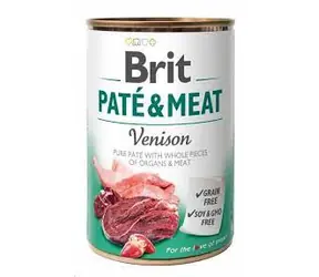 Brit Paté & Meat Venison 400 g  / Konzerva pro psy / 70% zvěřina a kuře / Čisté masové paté s kousky vnitřností a masa