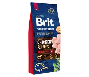 Brit Premium by Nature Adult L 15 kg / Kompletní krmivo pro psy / dospělé psy velkých plemen (25-45kg)