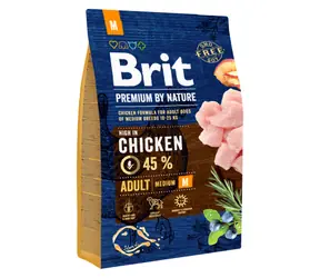 Brit Premium by Nature Adult M 3 kg / Kompletní krmivo pro psy / dospělé psy středně velkých plemen (10-25kg)