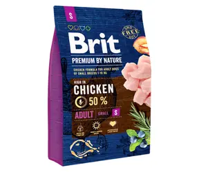 Brit Premium by Nature Adult S 3 kg / Kompletní krmivo pro psy / dospělé psy malých plemen (do 10g)