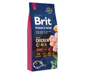 Brit Premium by Nature Junior L 15 kg / Kompletní krmivo pro psy / 1-24 měsíců / psy velkých plemen (25-45kg)