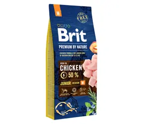Brit Premium by Nature Junior M 15 kg / Kompletní krmivo pro psy / 1-12 měsíců / psy středních plemen (10-25kg)