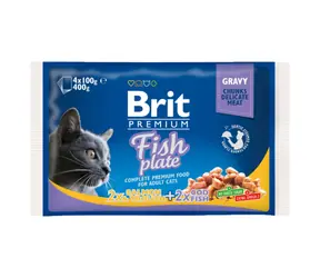 Brit Premium Cat Pouches Fish Plate (4x100 g) 400 g / Kapsičky pro kočky