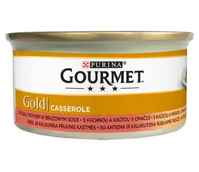 Purina GOURMET GOLD kachna a krůta v hnědé omáčce 85 g / Konzervy pro dospělé kočky