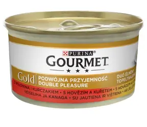 Purina GOURMET GOLD hovězí a kuře 85 g / Konzervy pro kočky