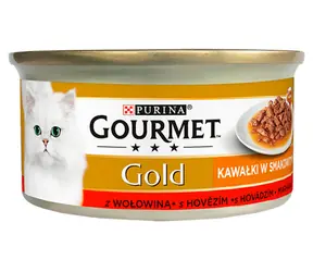 Purina GOURMET GOLD Delight hovězí ve šťavnaté omáčce 85 g / Konzervy pro kočky