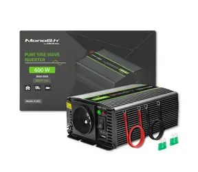 Qoltec 51932 Monolitový měnič napětí / 300W / 600W / Vstup 12V DC / 1x 230V / 1x USB