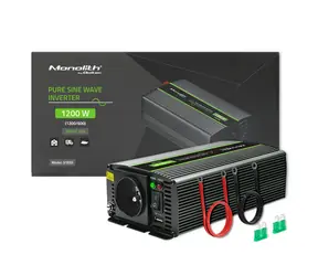 Qoltec 51933 Monolitový měnič napětí / 600W / 1200W / Vstup 12V / 1 x 230V / 1x USB