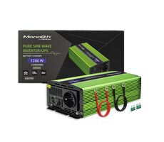 Qoltec 51941 Monolitový měnič napětí a nabiječka baterií / 600W / 1200W / Vstup 12V / 1 x 230V / 1x USB