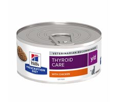 Hill's PD Thyroid Care Feline y/d 156 g / Konzerva pro kočky / s kuřecím masem / zmírnění dysfunkce štítné žlázy