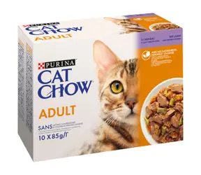 Purina Cat Chow Sans Adult 10x 85 g / kapsičky pro kočky / jehněčí se zelenými fazolkami