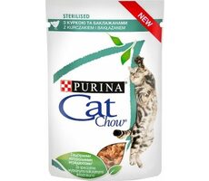Purina Cat Chow Sterlisied Gig Chicken with Eggplant 85 g / kapsičky pro kočky / kuře s lilkem / pro kastrované kočky