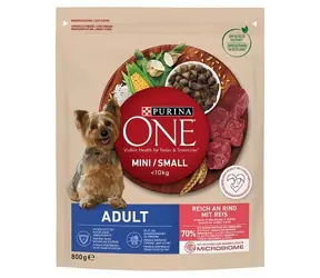 Purina One Mini Adult Beef & Rice 800 g / pro dospělé psy / s hověžím / pro malá plemena