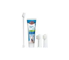 TRIXIE 2561 Sada zubní péče / pasta s mátou 100g / 2 kartáčky na prst / 1x oboustraný kartáček