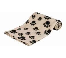 TRIXIE 37191 Flísová deka BEANY 100x70cm - béžová s černými tlapkami