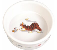 TRIXIE 4007 Keramická miska 200ml bílá motiv kočka s myší / 11cm