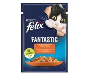 Purina Felix Fantastic Chicken Adult 85 g / Pochoutka pro kočky / kuřecí maso v želé s rajčaty