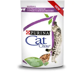 Purina Cat Chow Hairball Control Chicken Green Beans in Sauce 85g / kapsičky pro kočky / Kuřecí s fazolemi