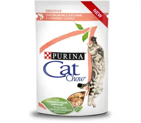 Purina Cat Chow Sensitive GiG Salmon Zucchini in sauce 85g / kapsičky pro kočky / losos