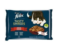 Purina Felix Tasty Shreds with beef and chicken 4x 80g / Kapsičky pro kočky / hovězí & kuře