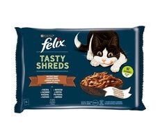 Purina Felix Tasty Shreds with duck & turkey 4x 80g / Kapsičky pro kočky / kachní a krůtí