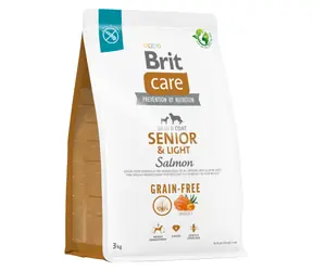Brit Care Dog Grain-Free Senior&Light Salmon 3kg / Granule pro psy / od 7 let / kvalitní srst a kůže