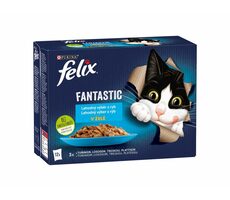 Purina Felix Fantastic fish flavors in jelly 12x 85 g / Kapsičky pro kočky / losos & platýs & tuňák & treska