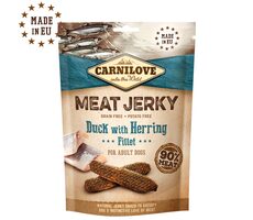 CARNILOVE Jerky kachní filet se sleděm 100 g / Sušené masové pamlsky pro psy 