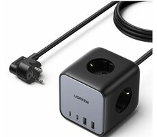 UGREEN DigiNest Cube 1.8m černá / 3x 230V / 2x USB-A / 2x USB-C 65W 