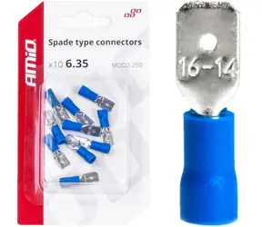AMiO Konektory - samec modrý 6.3mm 1.5-2.5mm2 15A / sada 10ks